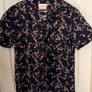 Goodfellow & Co Men's Black Shirt with Orange and White Design